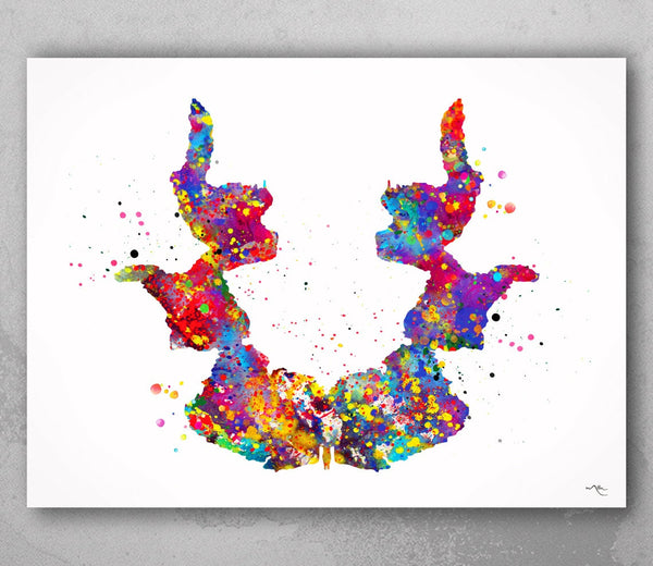Rorschach Inkblot Test Card 7 Watercolor Print Psychology Psychiatry Psychotherapist Psychological Psychologist Clinic Medical Office-1318