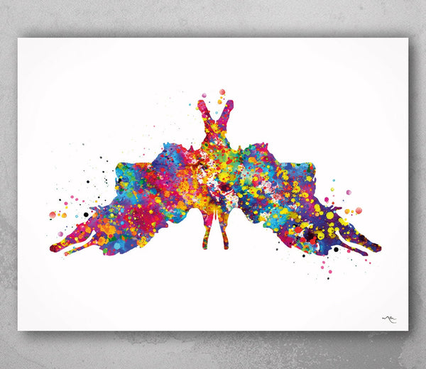 Rorschach Inkblot Test Card 5 Watercolor Print Psychology Psychiatry Psychotherapist Psychological Psychologist Clinic Medical Office-1314