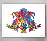 Rorschach Inkblot Test Card 4 Watercolor Print Psychology Psychiatry Psychotherapist Psychological Psychologist Clinic Medical Office-1309