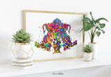 Rorschach Inkblot Test Card 4 Watercolor Print Psychology Psychiatry Psychotherapist Psychological Psychologist Clinic Medical Office-1309