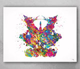 Rorschach Inkblot Test Card 9 Watercolor Print Psychology Psychiatry Psychotherapist Psychological Psychologist Clinic Medical  Office-1323