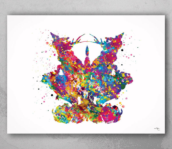 Rorschach Inkblot Test Card 9 Watercolor Print Psychology Psychiatry Psychotherapist Psychological Psychologist Clinic Medical  Office-1323