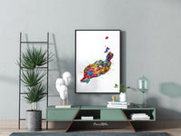 Lanzarote Map Watercolor Print Canary Islands Spain Wall Art Wedding Gift Honeymoon Gift Wall Hanging Travel Poster Home Wall Decor-2178