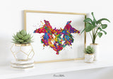 Rorschach Inkblot Test Card Set of 10 Watercolor Print Psychology Psychiatry Wall Art Psychotherapist Psychologist Office Medical Art-2180