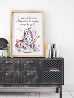Alice Mad Hatter Quote Watercolor Print Wall Art Motivational "I am under no obligation to make sense to you" Inspirational Teen Gift-2211
