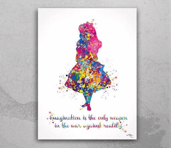 Alice Cheshire Cat Imagination Quote Watercolor Print Nursery Kids Wall Art Teen Room Decor Housewarming Gift Home Decor Wall Hanging-359