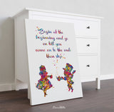 Alice and Mad Hatter Quote Watercolor Print Tea Time Kitchen Art For Kids Nursery Wedding gift Housewarming Gift Wall Art Teen Room Art-487