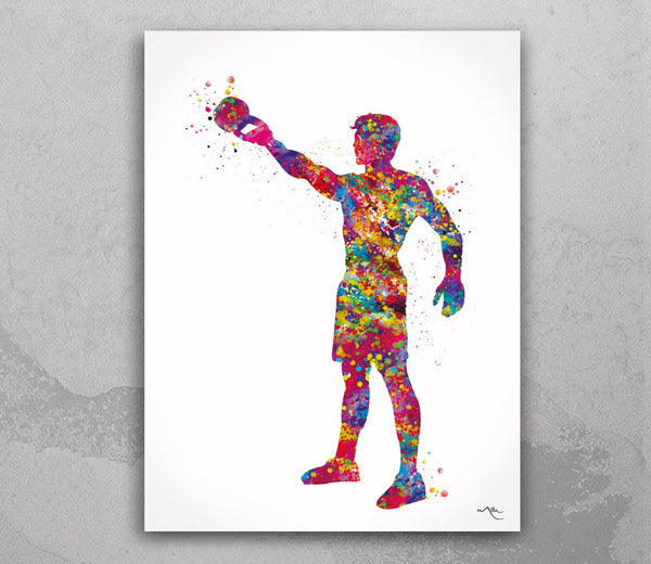 Kettlebell Man Watercolor Print Male Weightlifter Gift Wall Decor Workout Room Decor Gym Fitness Boy Sports Weights Art Sport Wall Art-2217