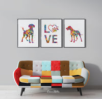 Hungarian Vizsla Dog Watercolor Print Set Dog Art Customizable Animal Poster Doglover Gift Dog Lover Vizsla Gift Poster Wall Hanging-1452