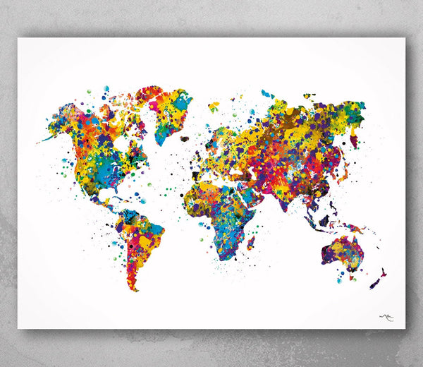 World Map Watercolor Print Wedding Gift Travel Art Wanderlust Housewarming Gift Wedding Gift Poster Wall Decor Home Decor Wall Hanging-57