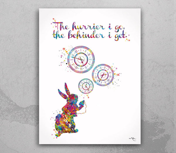 Alice White Rabbit Watercolor Print Teen Room Decor Housewarming Gift Nursery Decor Print Wall Decor Art Alice Home Decor Wall Hanging-158
