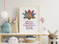 Lotus Quote Watercolor Print Rain Quote Gift Poster Yoga Studio Relaxation Housewarming Inspirational Wall Art Motivational Quote Art-1513