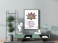 Lotus Quote Watercolor Print Rain Quote Gift Poster Yoga Studio Relaxation Housewarming Inspirational Wall Art Motivational Quote Art-1513