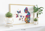 Pregnant Woman Butterflies Watercolor Print Pregnancy Gift Butterfly Obstetrician Nursing Baby Shower New Mum Art Clinic Midwife Gift-1215