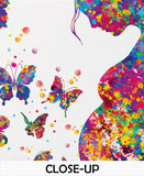 Pregnant Woman Butterflies Watercolor Print Pregnancy Gift Butterfly Obstetrician Nursing Baby Shower New Mum Art Clinic Midwife Gift-1215