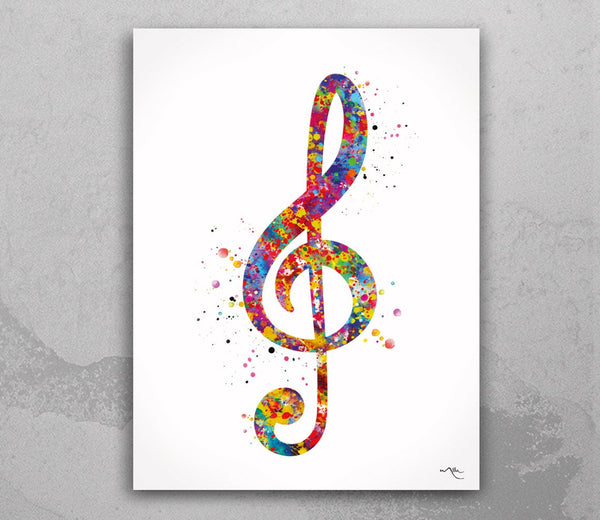 Treble Clef Sign Art Print Watercolor Print Music Room Music Studio Dorm Decor Musician Gift Wall Decor Teen Wall Decor Wall Hanging-199