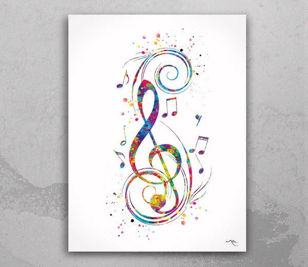 Treble Clef Sign Art Print Watercolor Musician Decorative Art Print Music Studio Dorm Decor Musician Gift Art Wall Decor Wall Hanging-1148