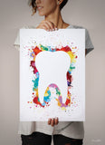 Teeth Art Watercolor Print Tooth Abstract Anatomical Art Dental Clinic Decor Art Dentistry Office Medical Graduaiton Dentist Gift Art-1671