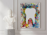 Dental Art Watercolor Print Tooth Abstract Anatomical Art Dental Clinic Decor Art Dentistry Office Medical Graduaiton Dentist Gift Art-2193