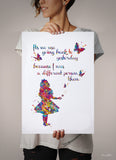 Alice "it's no use going back to yesterday because i was a different person then" Quote Watercolor Print Nursery Decor Teen Room Decor-822