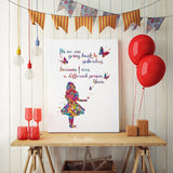 Alice "it's no use going back to yesterday because i was a different person then" Quote Watercolor Print Nursery Decor Teen Room Decor-822