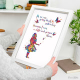 Alice "it's no use going back to yesterday because i was a different person then" Quote Watercolor Print Nursery Decor Teen Room Decor-822