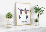 Scuba Diving Couple Watercolor Print Personalised Scuba Diving Couple Print Wall Art Diving Wedding Gift Valentine's Gift Wall Hanging-1422