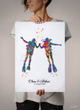 Scuba Diving Couple Watercolor Print Personalised Scuba Diving Couple Print Wall Art Diving Wedding Gift Valentine's Gift Wall Hanging-1422