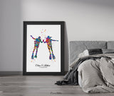 Scuba Diving Couple Watercolor Print Personalised Scuba Diving Couple Print Wall Art Diving Wedding Gift Valentine's Gift Wall Hanging-1422