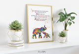 Mother and Baby Elephant Quote Watercolor Print Art Nursery Wall Art Wall Hanging No One Else For Kids Decor Home Decor Wall Hanging-1588