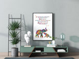 Mother and Baby Elephant Quote Watercolor Print Art Nursery Wall Art Wall Hanging No One Else For Kids Decor Home Decor Wall Hanging-1588