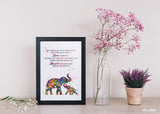 Mother and Baby Elephant Quote Watercolor Print Art Nursery Wall Art Wall Hanging No One Else For Kids Decor Home Decor Wall Hanging-1588