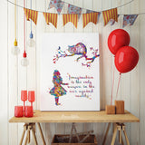 Alice and Cheshire Cat imaginaton Quote Watercolor Print Children's Kids Girl Teen Room Decor Nursery Wall Art Home Decor Wall Hanging-591