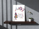 Alice and Cheshire Cat imaginaton Quote Watercolor Print Children's Kids Girl Teen Room Decor Nursery Wall Art Home Decor Wall Hanging-591