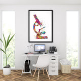 Microscope Watercolor Print Medical Art MicrobiologistGift Bioscience Student Graduation Microbiology Virus Biology Bacteria Microscopy-79