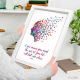 Mind Quote Watercolor Print Flying Birds Quote Meditation Art Lao Tzu Yoga Print Psychology Clinic Terapy Art Yoga Wall Decor Nirvana-1016