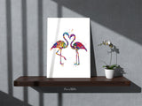 Flamingo Love Couple Watercolor Print Wedding Anniversary Honeymoon Valentines Gift Wall Art Housewarming Gift Home Decor Wall Hanging-438
