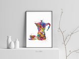 Moka Pot Watercolor Print Coffee Maker Italian Espresso Art Print Wall Art Nerd Gift Dining Room Wall Art Wall Hanging Kitchen Print-2201