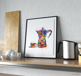 Moka Pot Watercolor Print Coffee Maker Italian Espresso Art Print Wall Art Nerd Gift Dining Room Wall Art Wall Hanging Kitchen Print-2201
