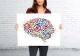 Brain Mechanism Brain Anatomy Watercolor Print Gears Science Art Computer Art Neurology Engineer Gifts Brain Art Cogs Science Poster-1111