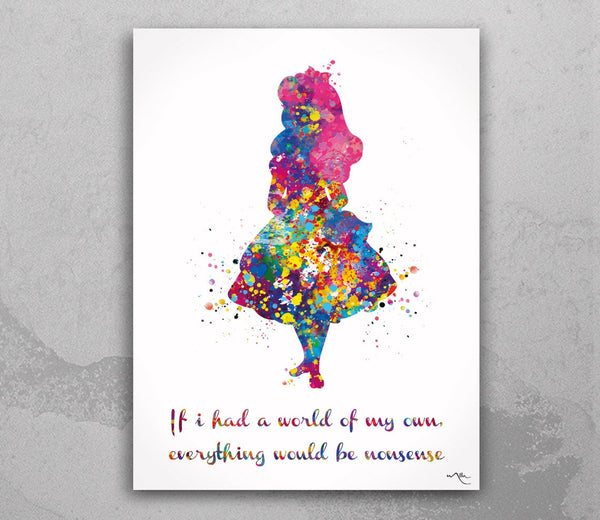 Alice Quote Watercolor Print inspirational Gift if I had a Nursery Wall Art Home Nursery Decor Girls Room Decor Baby Shower Wall Art-1247