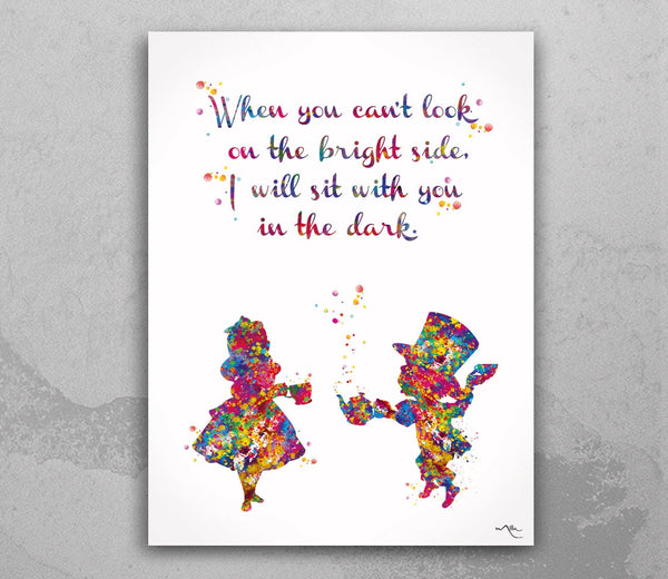 Alice Quote Watercolor Print "in the dark" Quote inspirational Wall Art Nursery Decor Teen Room Decor Housewarming Gift Wall Hanging-1090