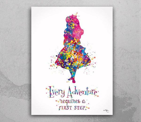 Alice Adventure Quote Watercolor Print inspirational Gift Nursery Wall Art Home Nursery Decor Girls Room Decor Teen Room Decor Wall Art-637