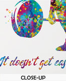 Man Weight Lifter Quote Watercolor Print Boy Weightlifter "It Doesn't Get Easier" Gym Fitness Power Lifter Strong Dad Sport Wall Art-2206