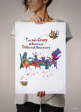 Alice Quote Watercolor Print Tea Party Mad Hatter Art Inspirational "I'm not Crazy" Teen Room Decor Nursery Housewarming Gift Wall Art-313 - CocoMilla
