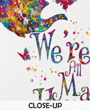 Alice "We're All Mad Here" Quote Watercolor Print Housewarming Gift Tea Time Kitchen Wall Art Home Decor Cheshire Cat Art Wall Hanging-640