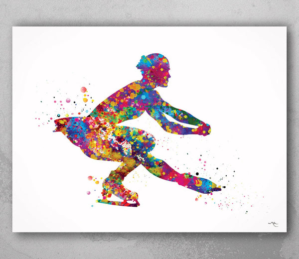 Ice Skater Girl Female Woman Dancer Watercolor Print Ice Skating Poster Figure Skating Print Wall Decor Home Decor Skating Wall Hanging-1007