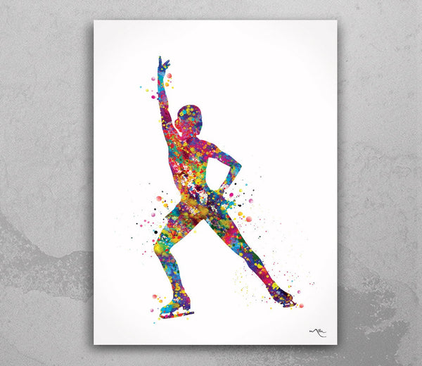 Ice Skater Girl Female Woman Watercolor Print Ice Skating Painting Figure Skating Print Wall Decor Dorm Decor Skating Wall Hanging-1008