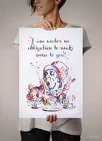 Alice Mad Hatter Quote Watercolor Print Wall Art Motivational "I am under no obligation to make sense to you" Inspirational Teen Gift-2211
