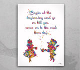 Alice and Mad Hatter Quote Watercolor Print Tea Time Kitchen Art For Kids Nursery Wedding gift Housewarming Gift Wall Art Teen Room Art-487